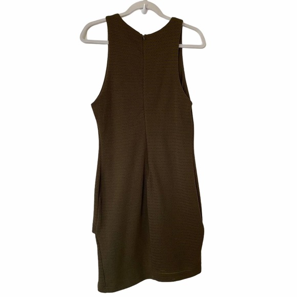 Sleeveless Sheath Dress Military Green Tulip Hem V-Neck Midi Size Large - Picture 3 of 11